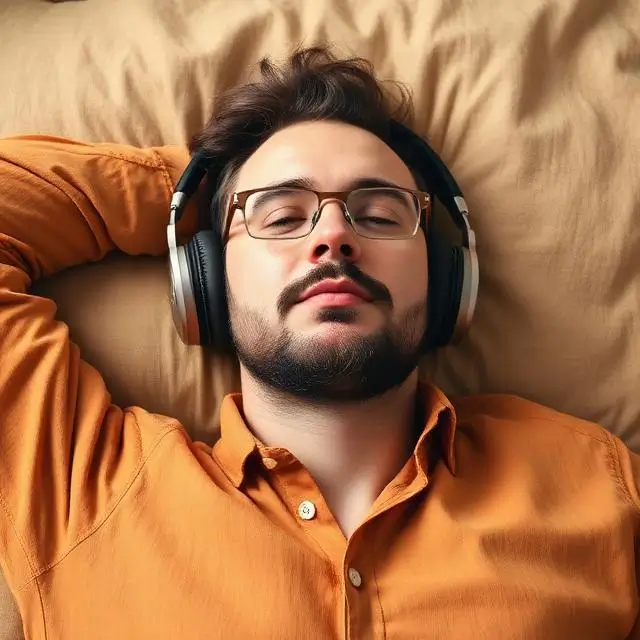 Author of your life - man meditating with head phones