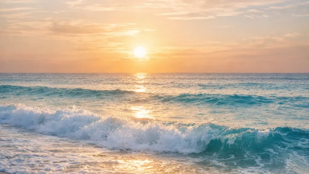 Serene ocean sunrise symbolising renewal, peace, and the gentle nourishment of Soul Food.